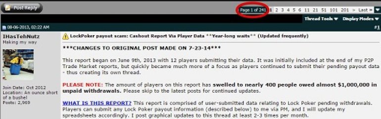 LockPoker payout scam forum post